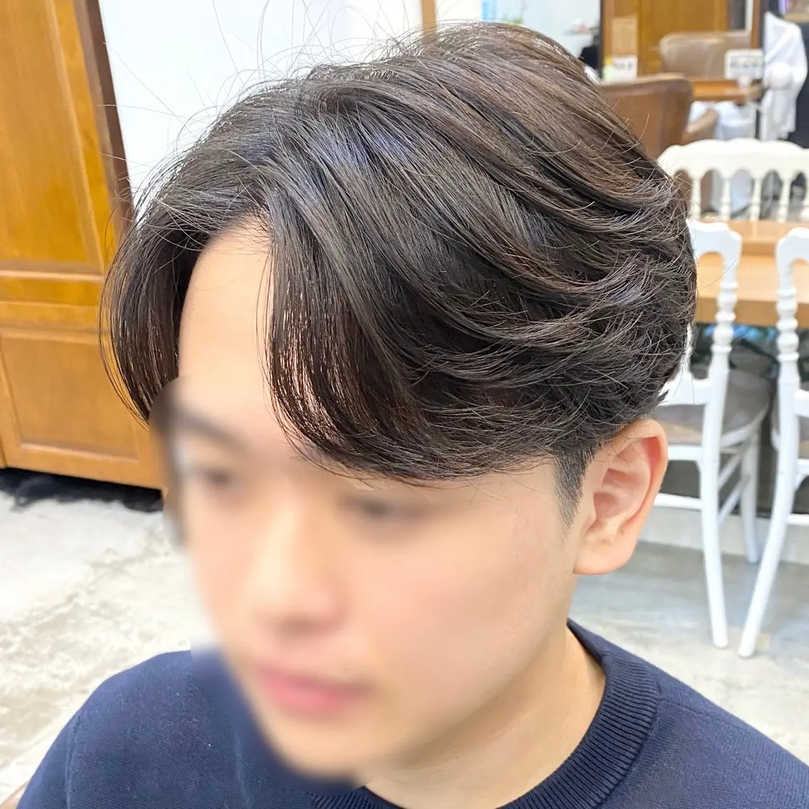 ショート パーマ メンズ センターパート カット パーマ メンズ専門/韓国風 ❤️🔥吉野あいかのヘアスタイル