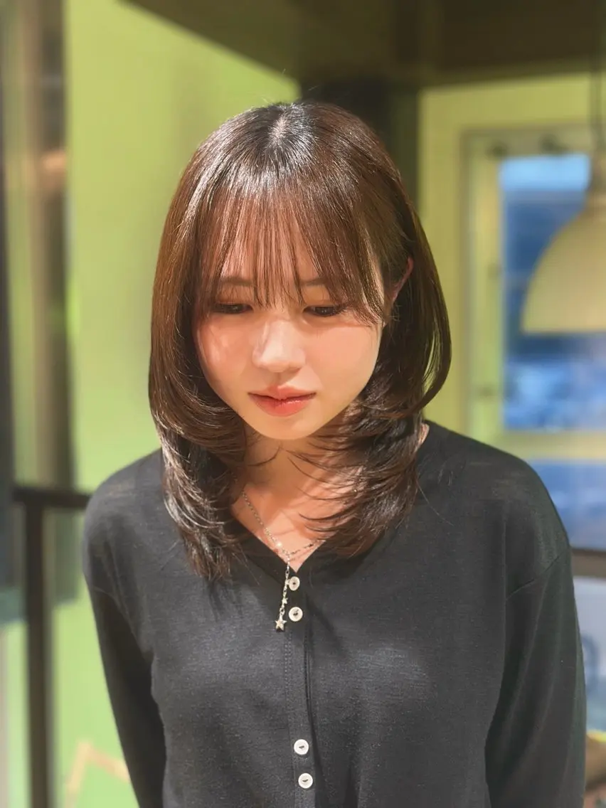 ミディアム レイヤーカット 似合わせカット 小顔カット カット 岡大前ハッシュカット ×髪質改善/松島大己のヘアスタイル