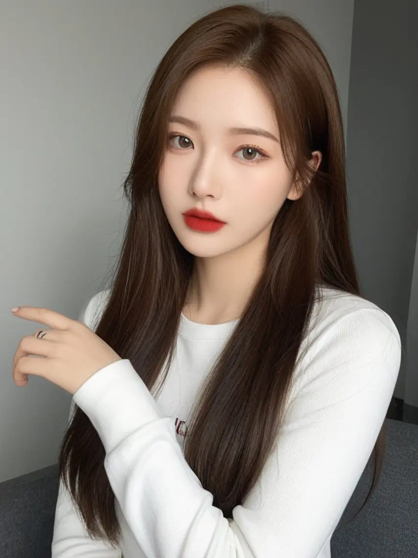 ロング くびれヘア 韓国風ヘア レイヤーカット カット ヘアカラー トリートメント 新宿/韓国レイヤー/ 顔まわり透明感カラーのヘアスタイル
