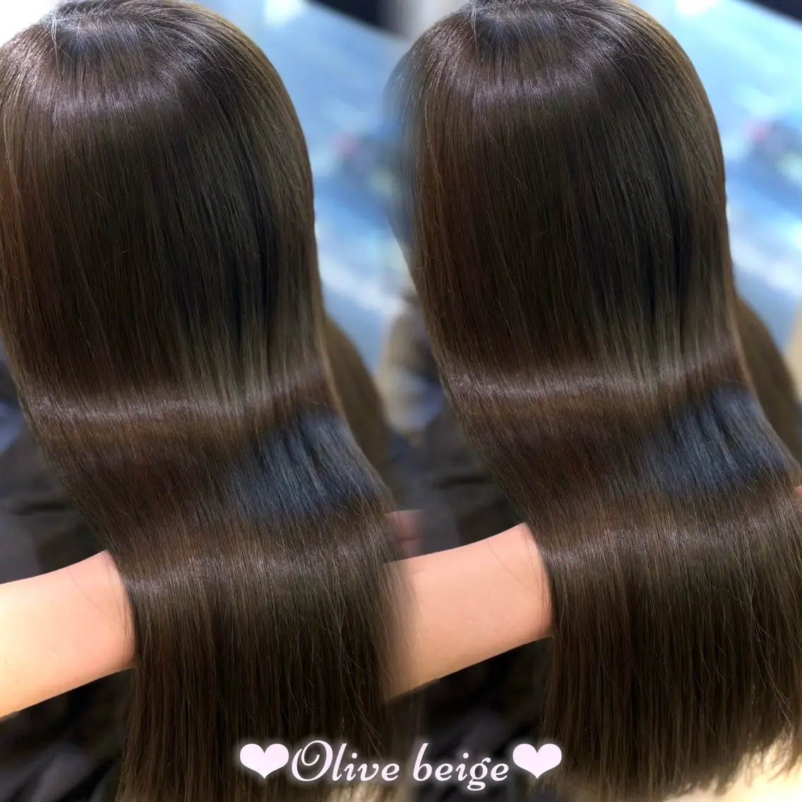 ロング カラー ベージュカラー オリーブベージュ ヘアカラー トリートメント 新宿/艶カラー 🎀韓国ヘアKANAのヘアスタイル