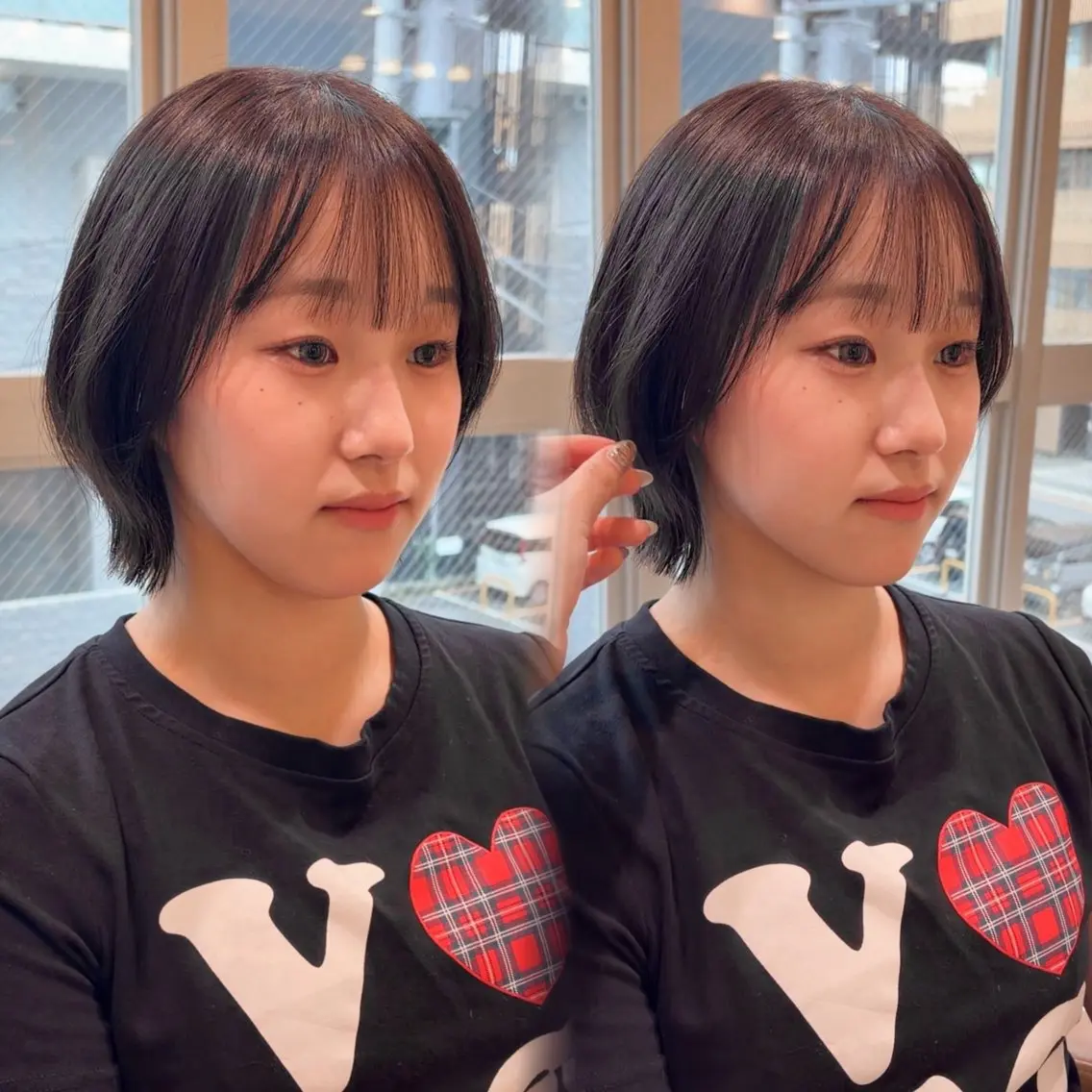 ミディアム カラー カット ヘアカラー 縮毛矯正 トリートメント 🫧ボブ／縮毛矯正／ 小顔／ゆーな🫧のヘアスタイル