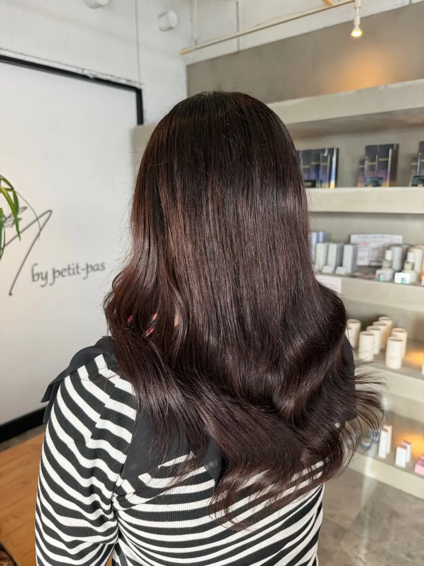 セミロング 🍒暖色カラー🧸 栗俣嵐のヘアスタイル