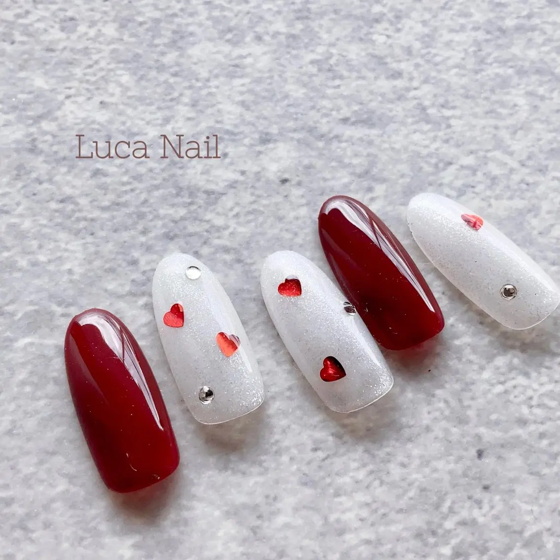 ネイル ハート シンプルネイル バレンタイン ハンドネイル ハンドケア Luca Nail 🌼yu-kaのネイルデザイン