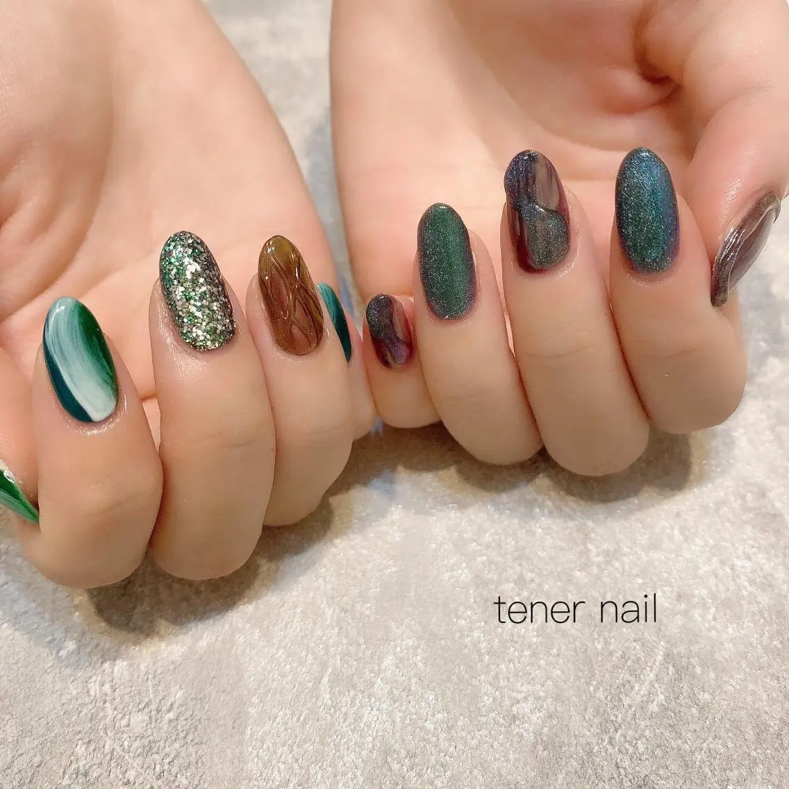 ネイル グリーン テネルネイル tener nailのネイルデザイン