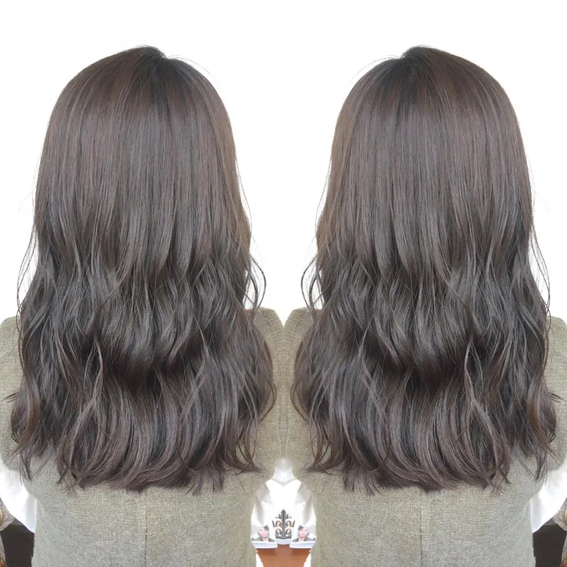 セミロング カラー パーマ ヘアアレンジ グレージュ エグチ アキラのヘアスタイル