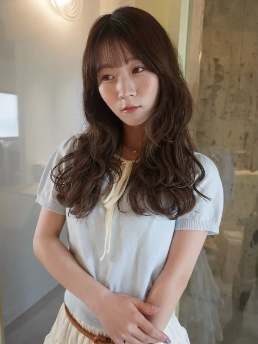 ロング カラー 透明感カラー ミント カット ヘアカラー 🩰暖色カラー人気 No.1!/リカ🩰のヘアスタイル