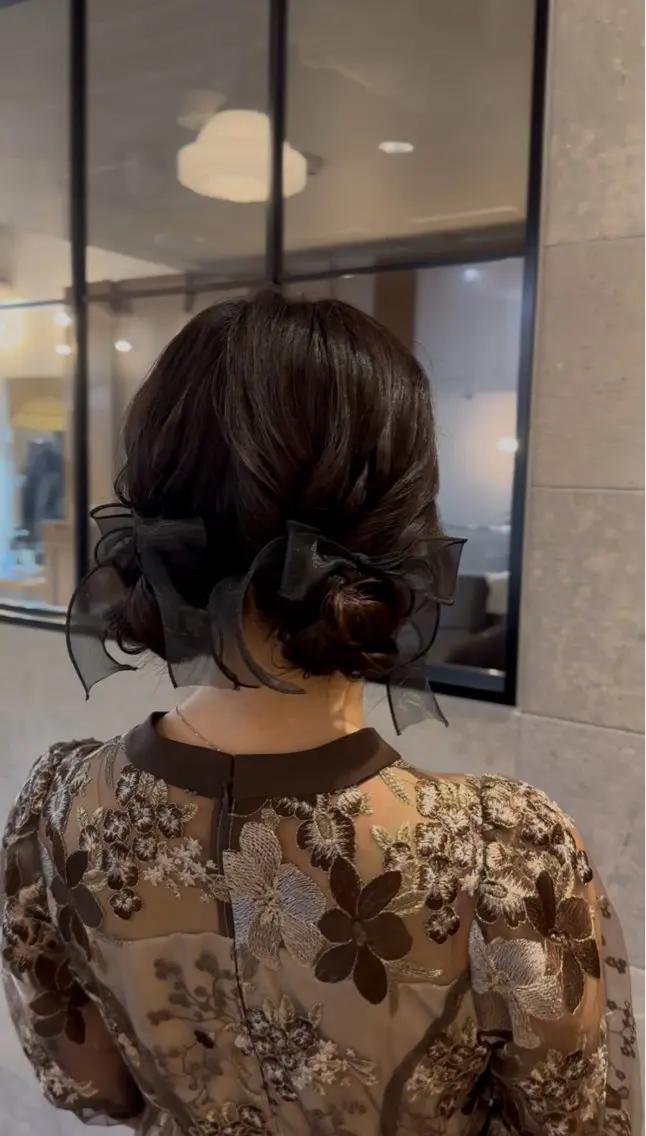 ミディアム ヘアアレンジ ヘアセット ヘアアレンジ/顔周り /銀座🌼みねのヘアスタイル