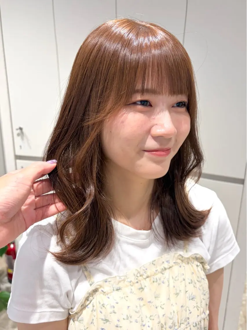 セミロング カット ヘアカラー 前髪・顔周りカット☆ あらいみゆのヘアスタイル