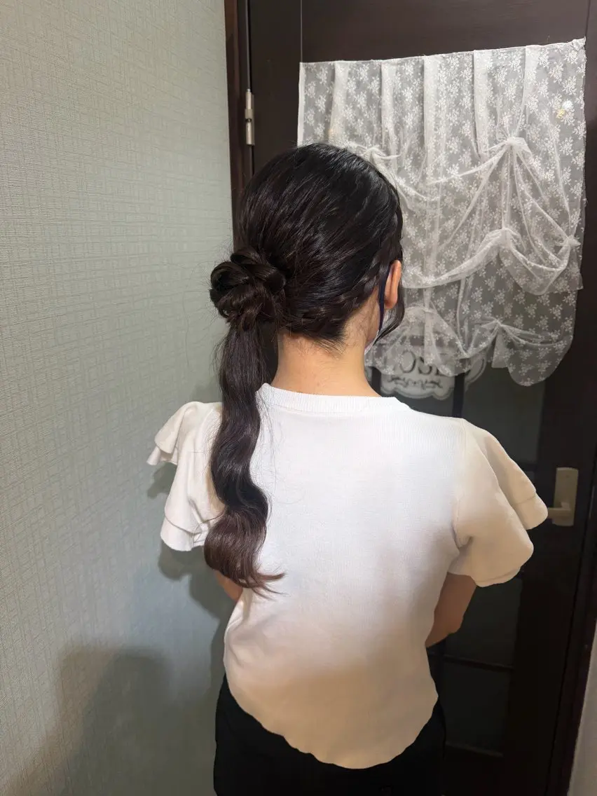ロング ヘアアレンジ お団子ヘア ココシャル miranoのヘアスタイル