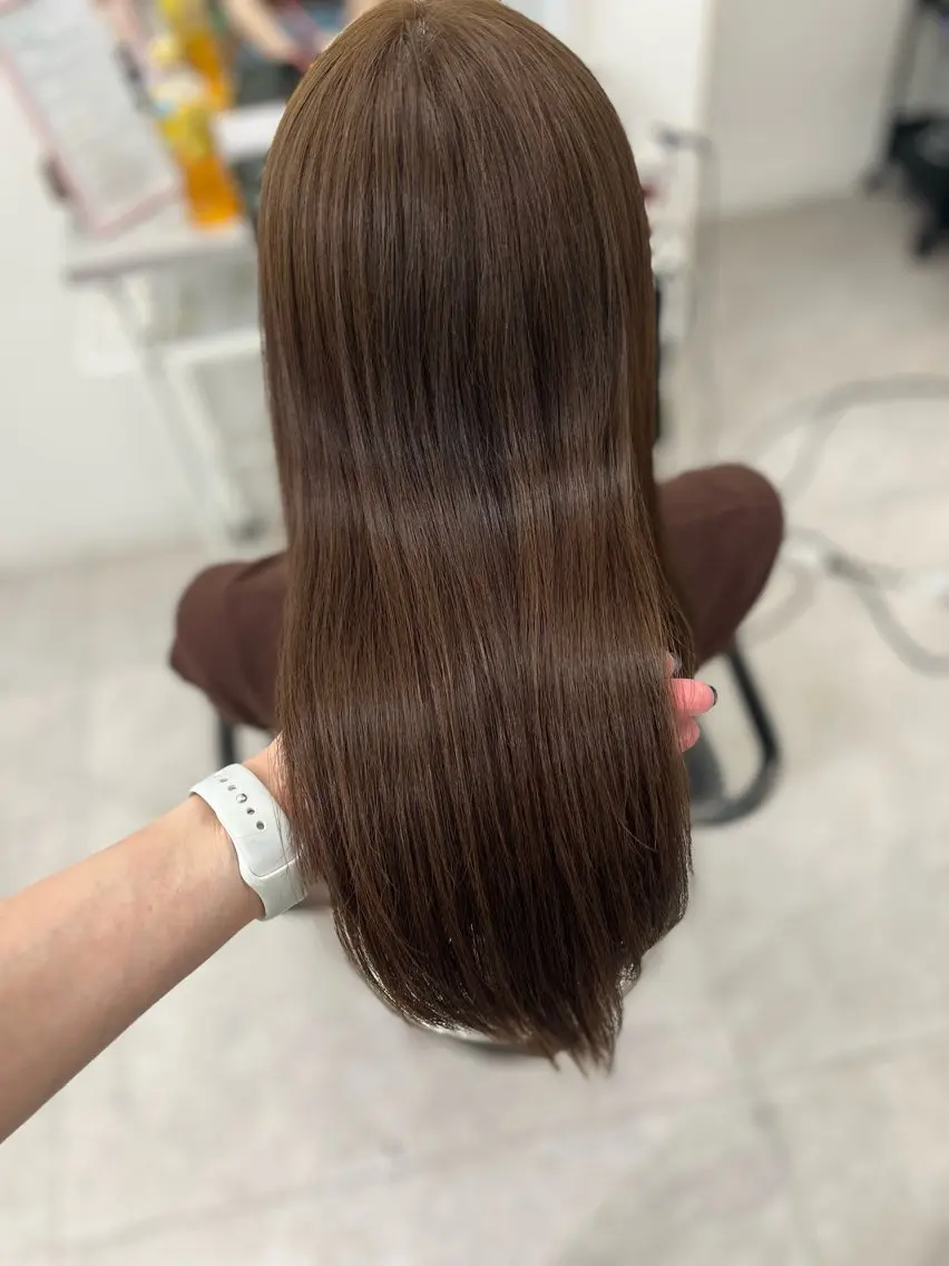 ロング カラー ブリーチ ブラウンカラー ダブルカラー ブリーチなしカラー カット ヘアカラー トリートメント 🫧ぷる艶カラー🫧 Yuubi🦩のヘアスタイル