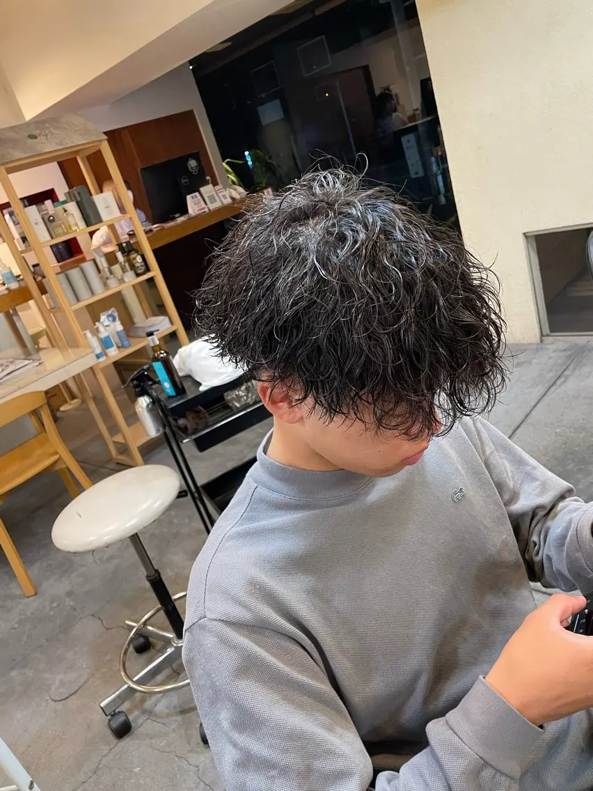 ミディアム パーマ メンズ カット パーマ 村上 楓弥のヘアスタイル