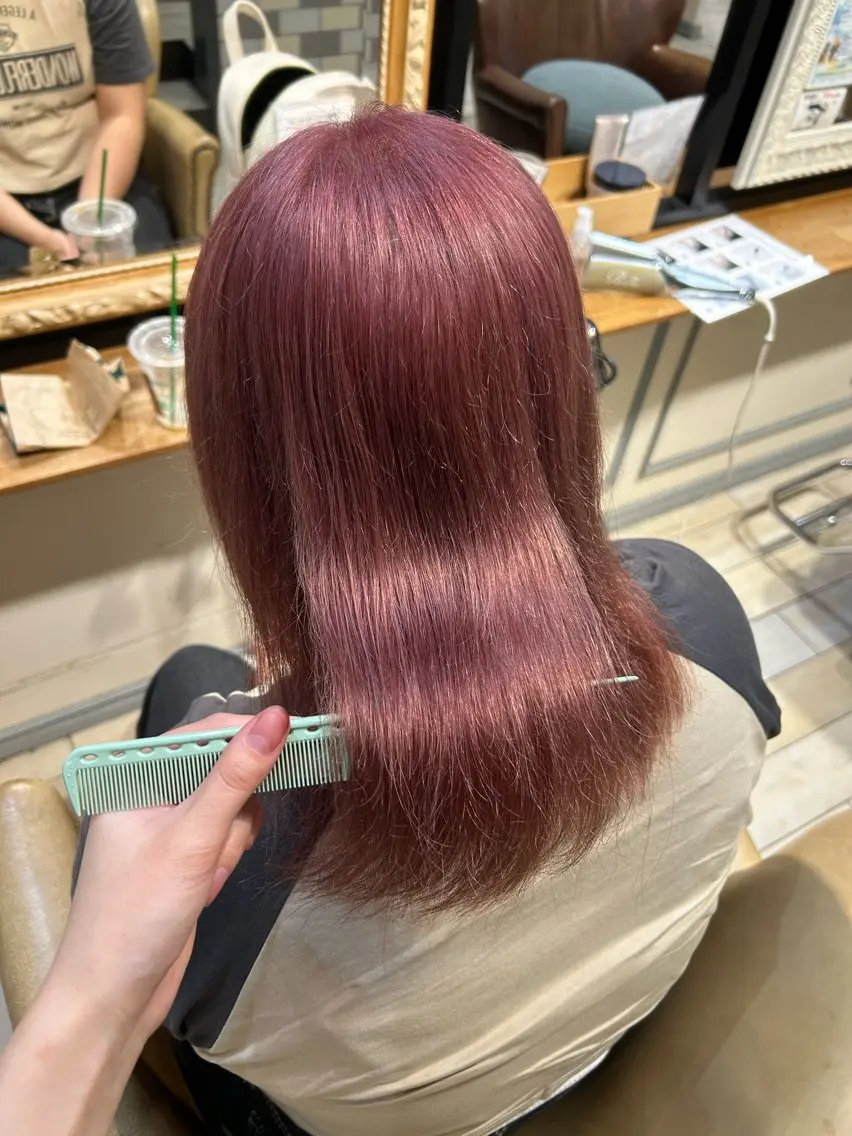 ミディアム カラー ブリーチ ピンクカラー ヘアカラー たけだゆうほ♪ ブリーチ/インナーのヘアスタイル