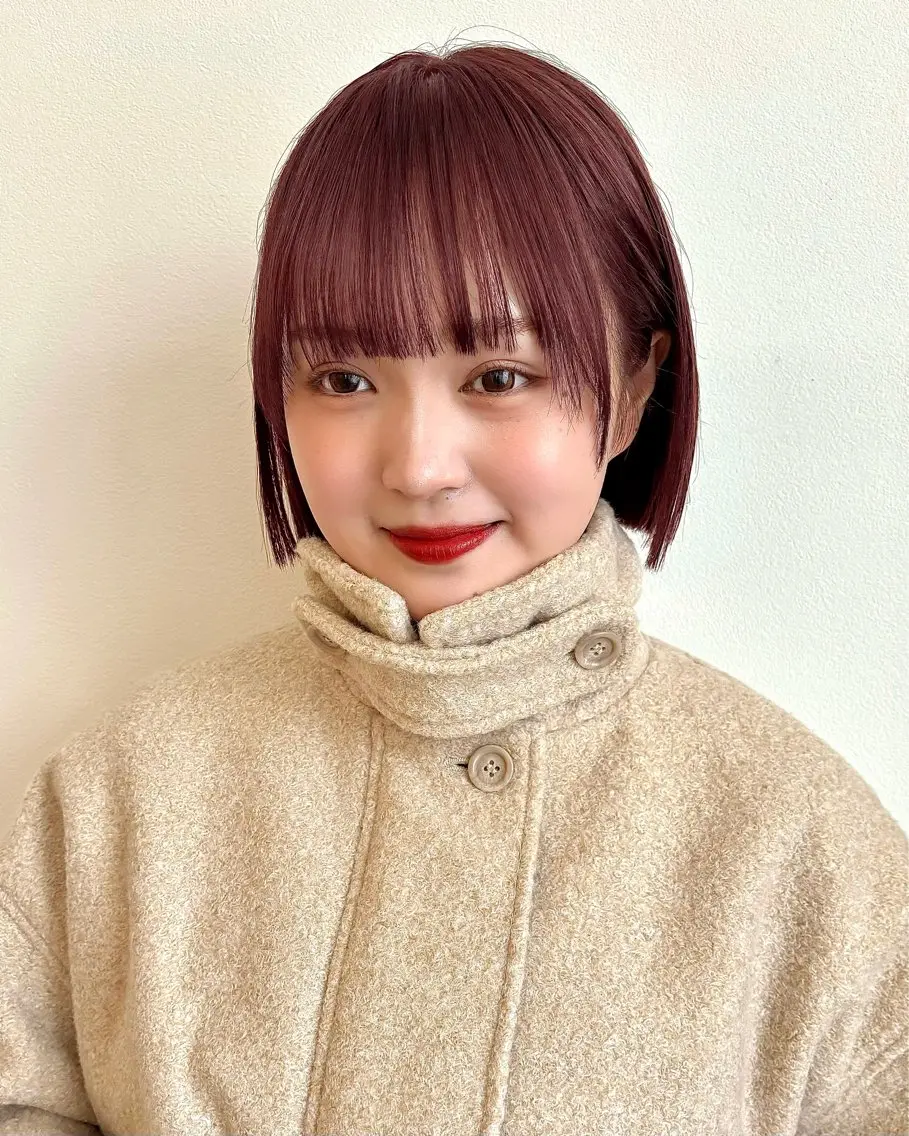 ショート カラー ピンクカラー ボブ パーマ/暖色/ボブ イワタテ🇰🇷のヘアスタイル