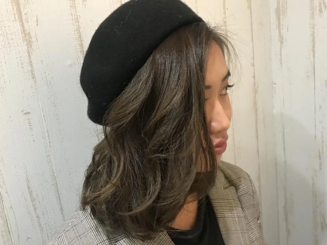 セミロング カラー パーマ ヘアアレンジ チビ編み込みエクステ シールEXどぅ〜すのヘアスタイル