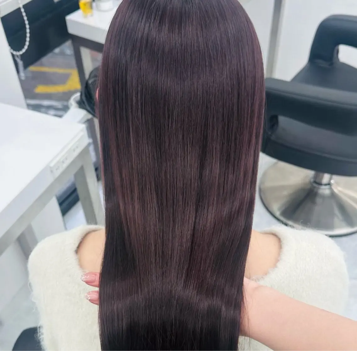 ロング ヘアカラー トリートメント 顔まわりレイヤー/諒 オリーブカラー/天神のヘアスタイル