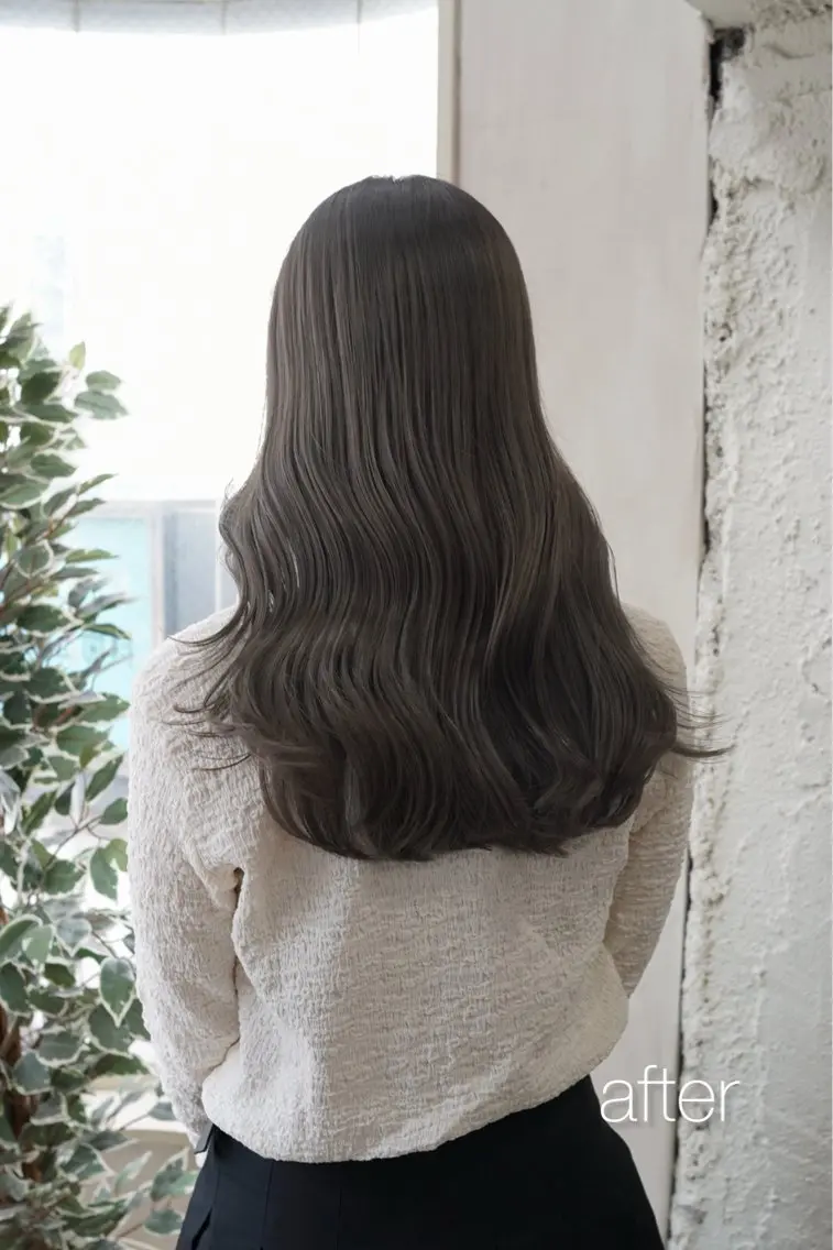 ロング カラー ベージュカラー ブリーチ ブリーチなしカラー オリーブベージュ ヘアカラー ブリーチなし透明感 カラー/チサト🌿のヘアスタイル