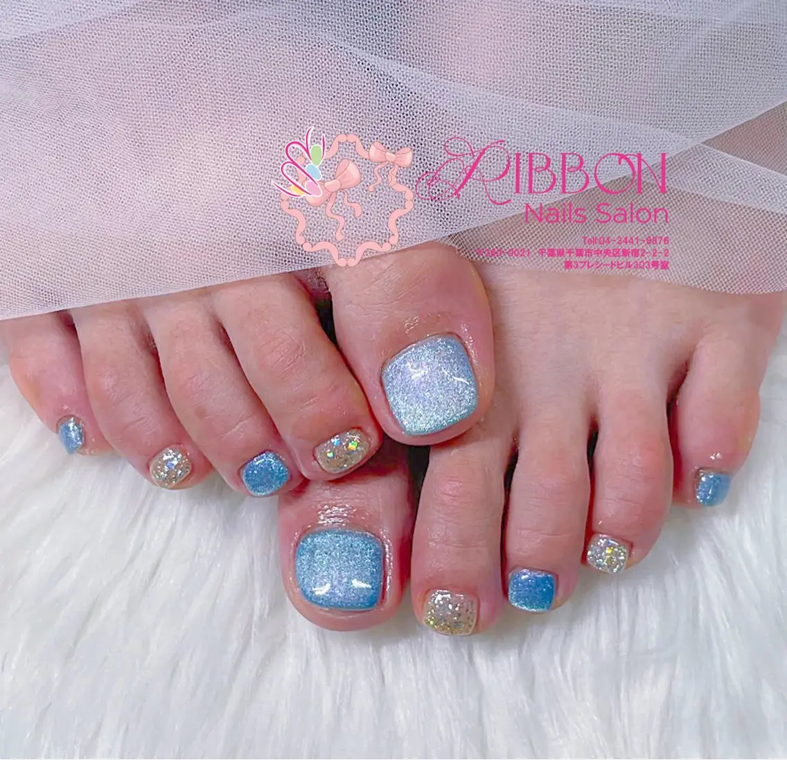 ネイル フレンチネイル ジェルネイル マグネットネイル 持ち込み ニュアンスネイル フットネイル Ribbonnail salonのネイルデザイン