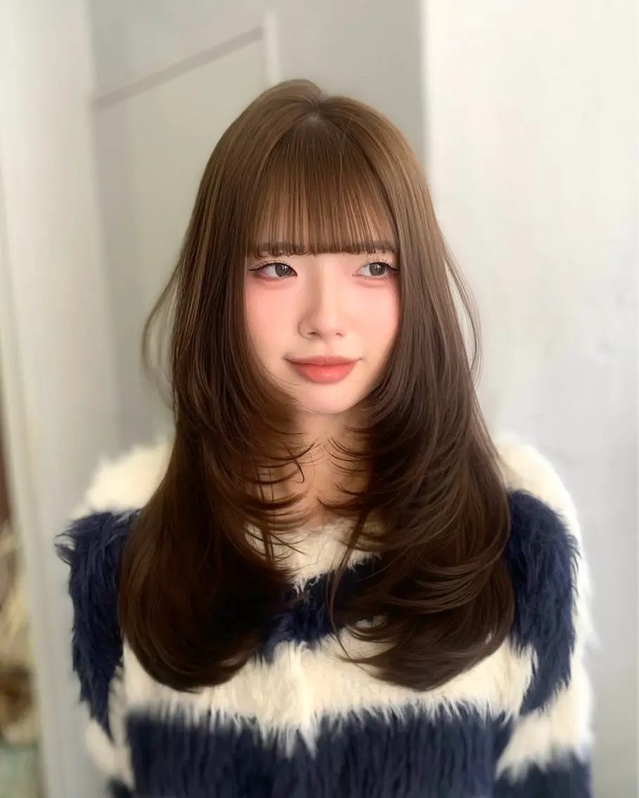 セミロング カット ヘアカラー トリートメント 🎀韓国風顔周り× 透明感/梅田/アリサのヘアスタイル
