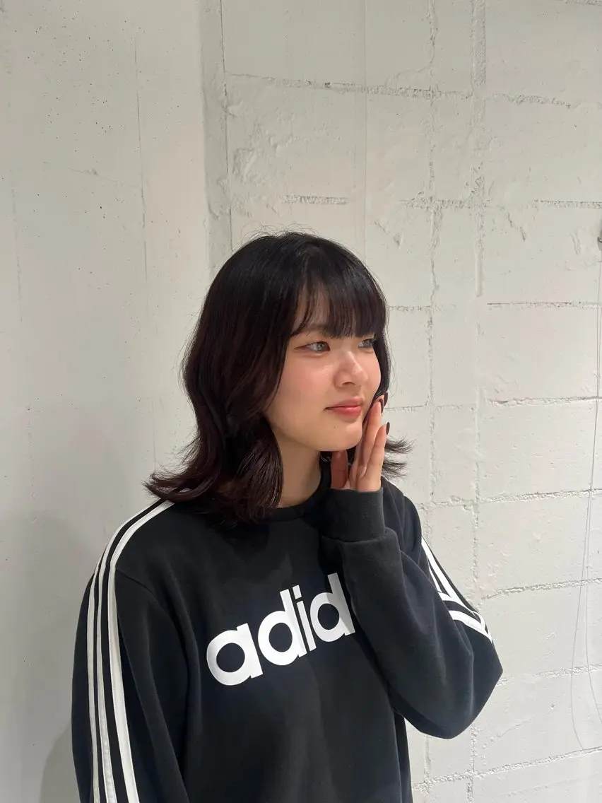 ミディアム カラー 黒髪 レッドカラー 🐰カラーモデル🐰 mihoのヘアスタイル