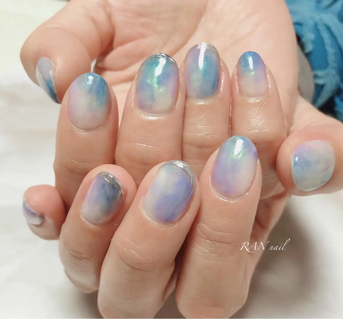 ネイル アニマル柄 フットネイル ジェルネイル 氷ネイル・うるうるネイル オフィスネイル RAN nailのネイルデザイン