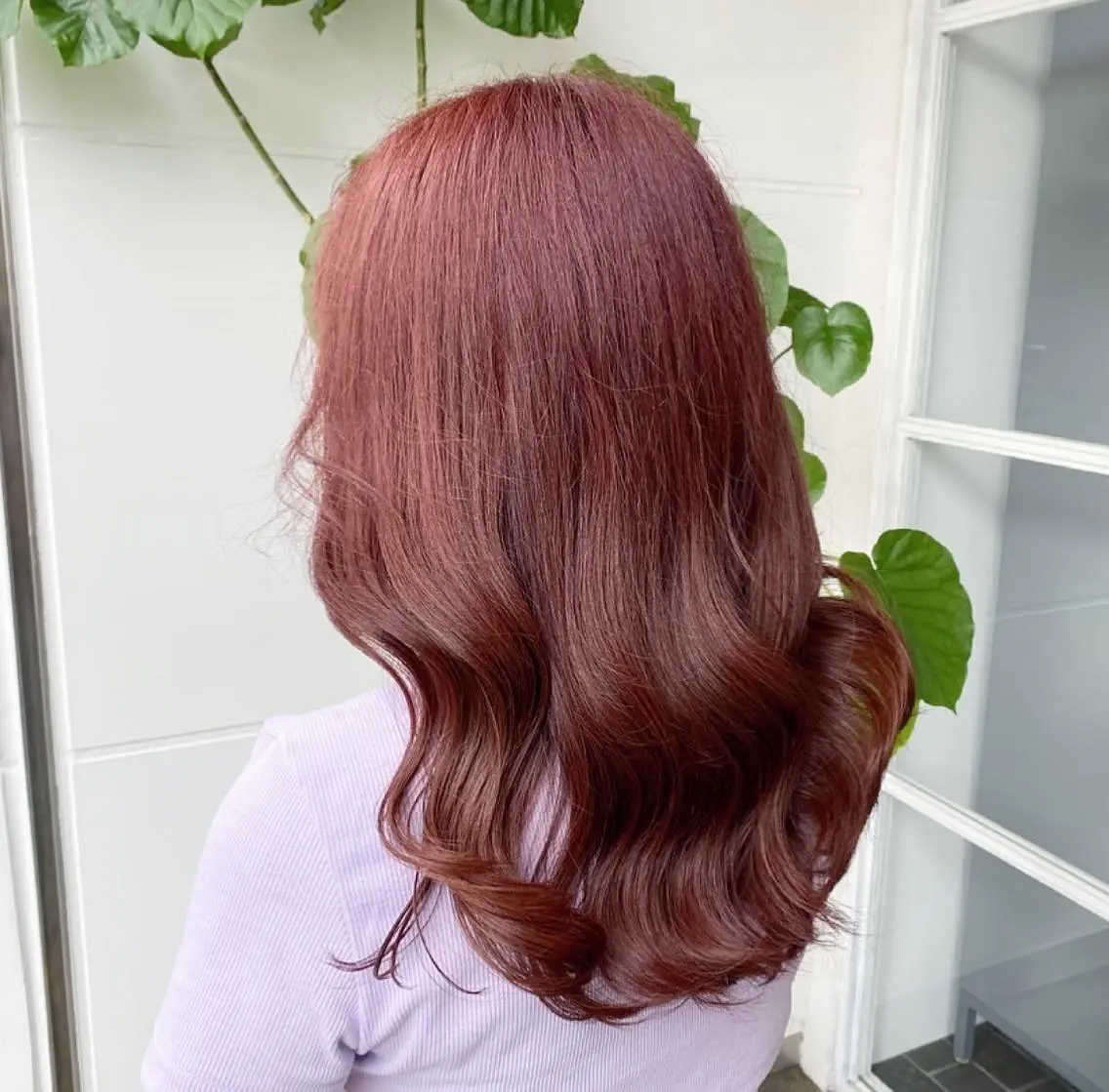 ロング ピンクブラウン たなか もえなのヘアスタイル