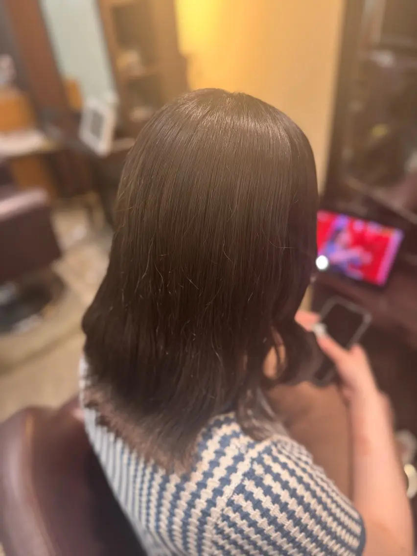 ミディアム ヘアカラー トリートメント ヘッドスパ 髪質改善✨️柴田 妃菜🧸のヘアスタイル