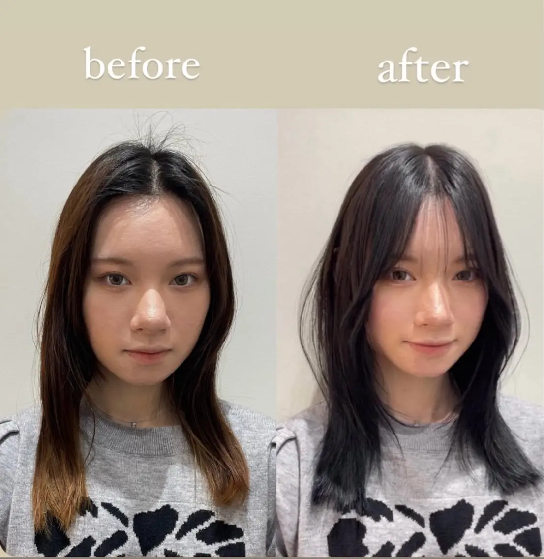 ミディアム 韓国風ヘア レイヤーカット カット ヘアカラー トリートメント ❤︎︎韓国ヘア❤︎︎ 𝑺𝒉𝒊𝒉𝒐のヘアスタイル
