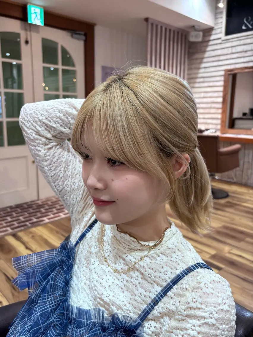 ミディアム カラー 顔周りカット 韓国風ヘア レイヤーカット 小顔カット カット &.越冨 レイヤー/ 顔周り特化/髪質改善のヘアスタイル