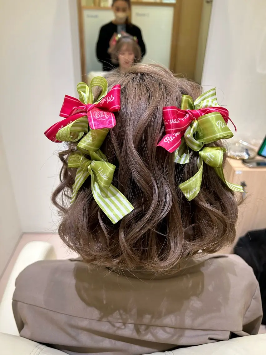 ショート ヘアアレンジ ボブ ショートヘア ボウ🪞ヘアセット /メイク/マツパのマツエク・マツパデザイン