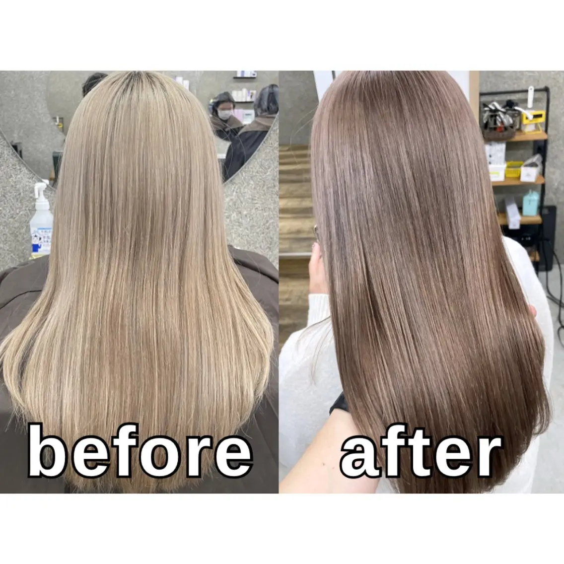 セミロング カラー ラベンダーカラー カット ヘアカラー トリートメント Lull1人美容室 イージーパーマのヘアスタイル