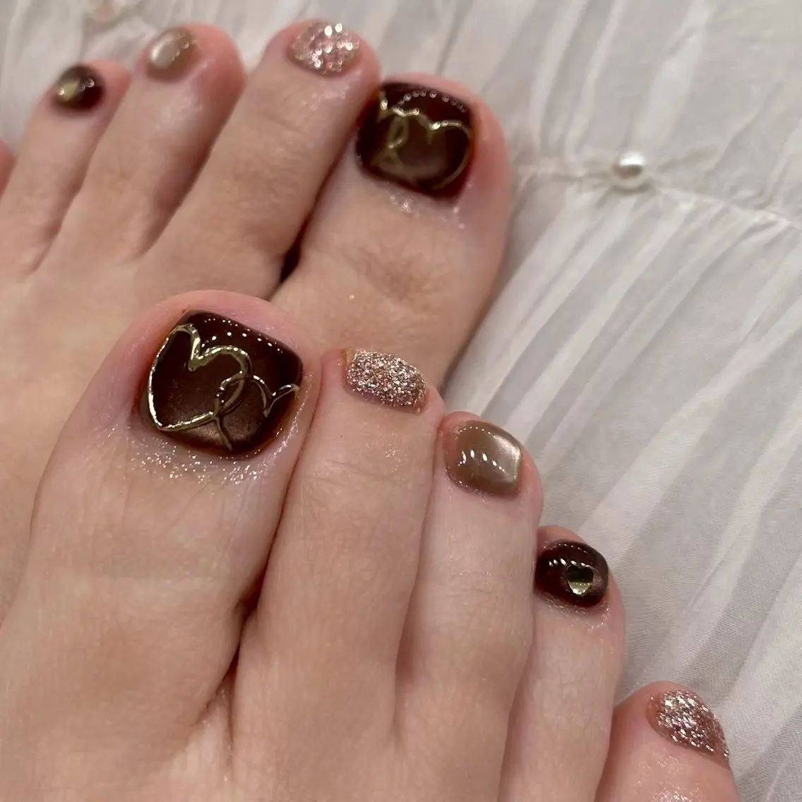 ネイル 持ち込み バレンタイン フットネイル Halo Nail 【ハロネイル】のネイルデザイン