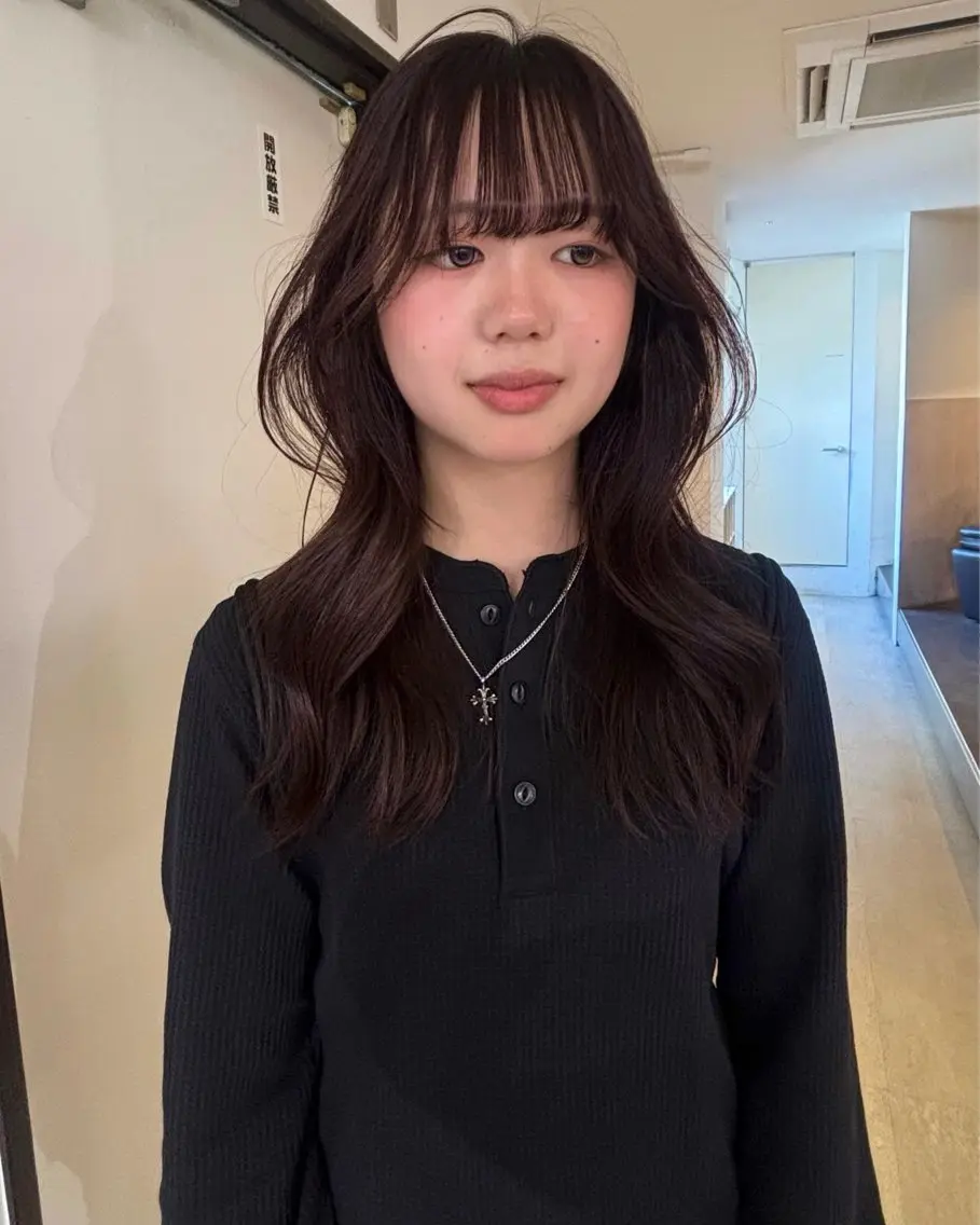 ロング カラー ブラウンカラー 透明感カラー ラベンダーカラー ヘアカラー ナナ 福岡美容室のヘアスタイル