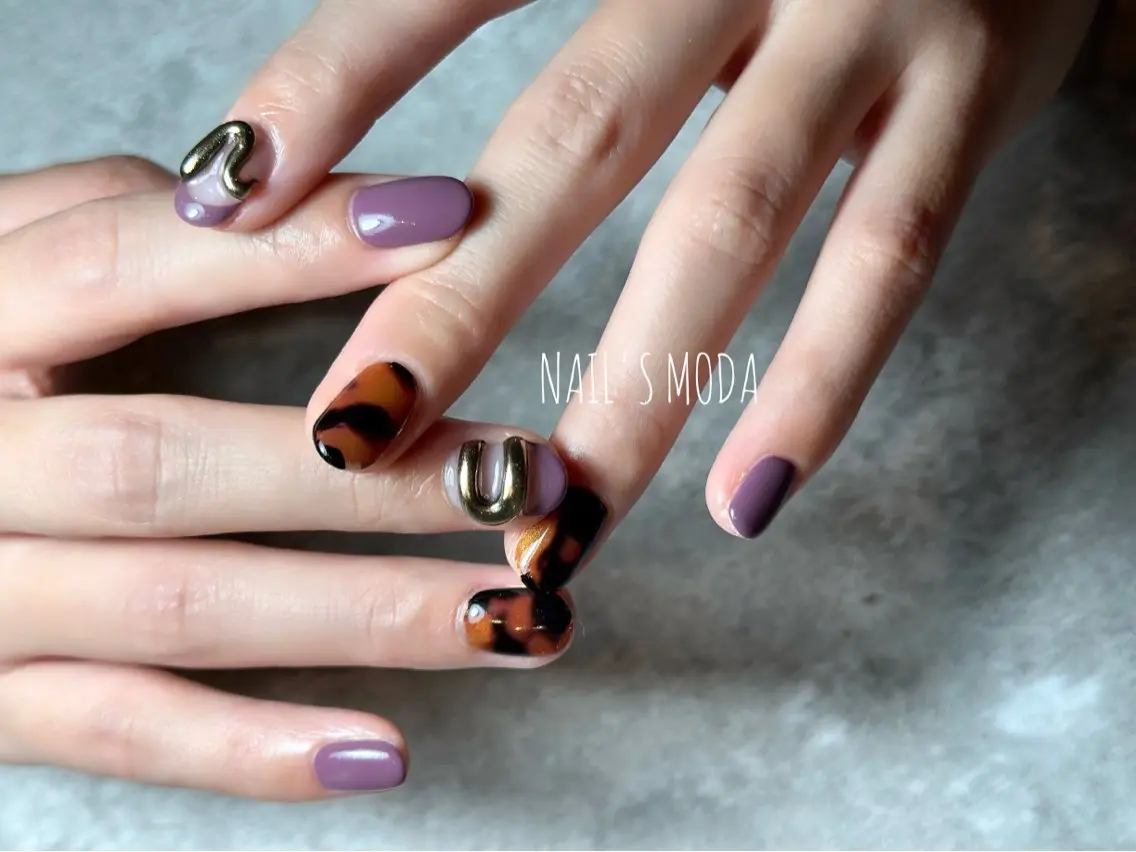 ネイル アートネイル べっ甲ネイル ワンカラーネイル NAIL'S MODAのネイルデザイン
