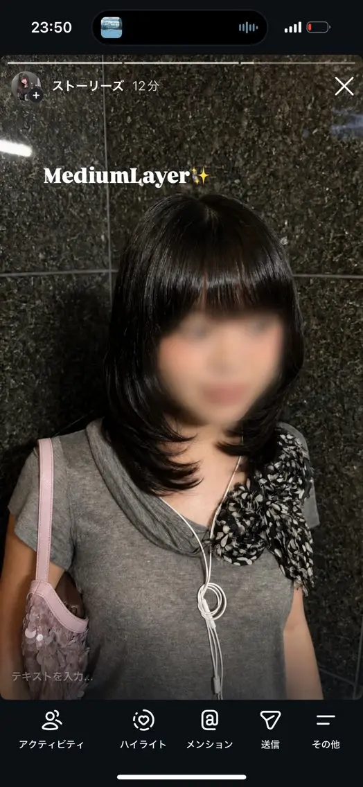 ミディアム カット 野口 楓華のヘアスタイル