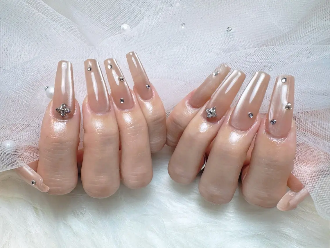 ネイル ブルー ロングネイル マグネットネイル ワンホンネイル ハンドネイル Nail Salon K&Rのネイルデザイン