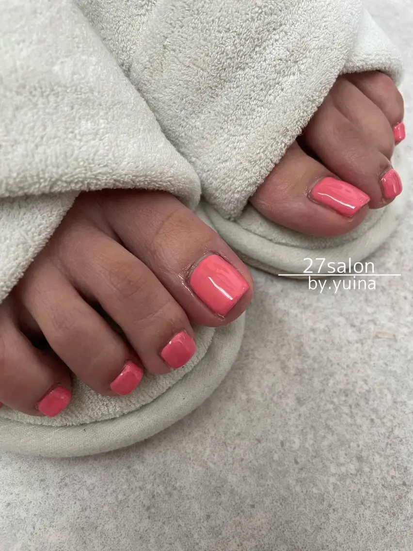 ネイル フットネイル ピンク フットネイル 27salon yuinaのネイルデザイン