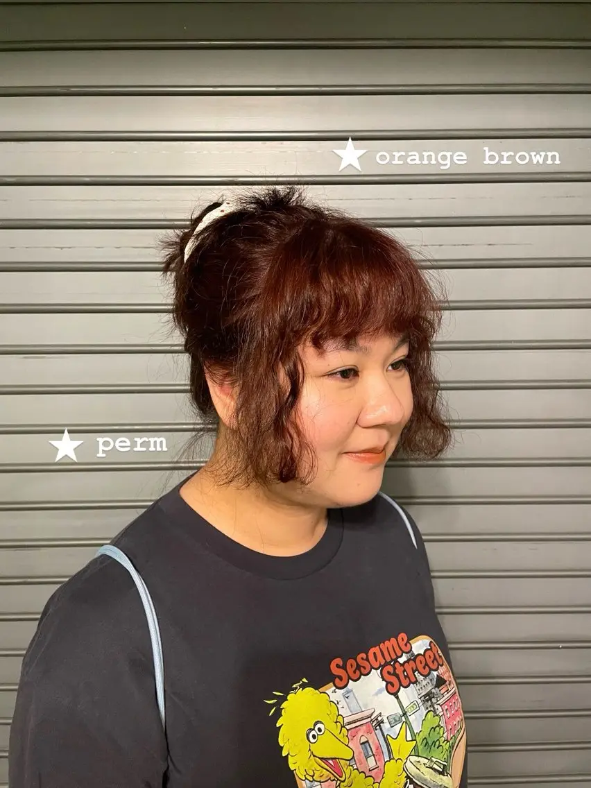 ロング カラー パーマ 顔周りカット トリートメント パーマ トリートメント Luna ☾ ໋のヘアスタイル