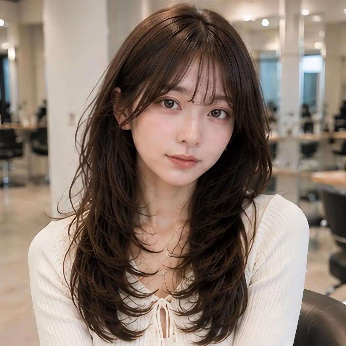 ロング カラー カット ヘアカラー 縮毛矯正 池袋/前髪/顔周り 縮毛矯正/おばかんのヘアスタイル