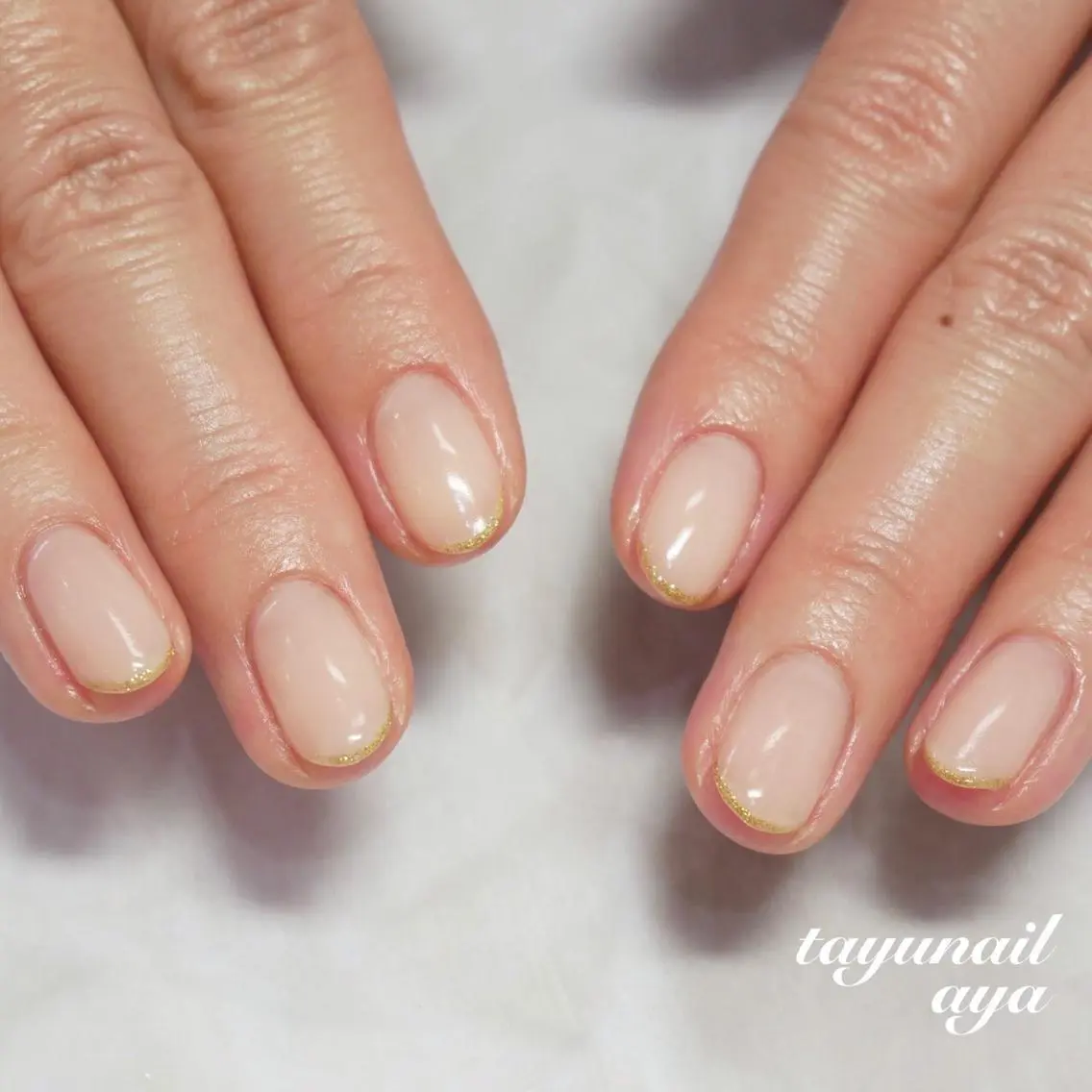 ネイル ブルー フレンチネイル ジェルネイル ラメ(グリッター) パラジェル ネイルサロン 【たゆnail】のネイルデザイン