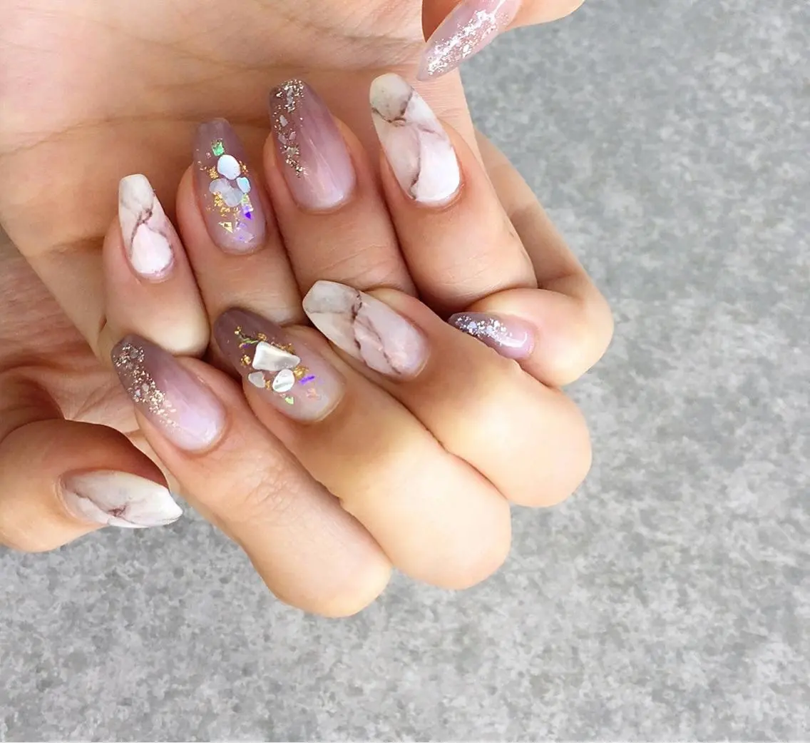 ネイル アートネイル 長さ出し ジェルネイル マットネイル ミラーネイル ハンドネイル nail salon Soeurのネイルデザイン
