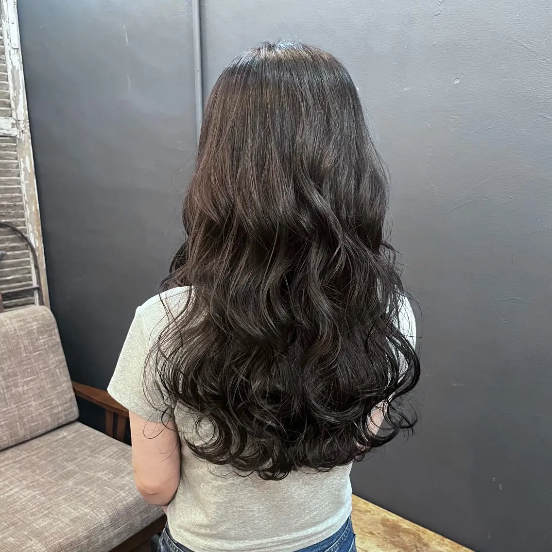 ロング カラー カット ヘアカラー 暗髪とオリーブ🌿 渡辺拓人のヘアスタイル