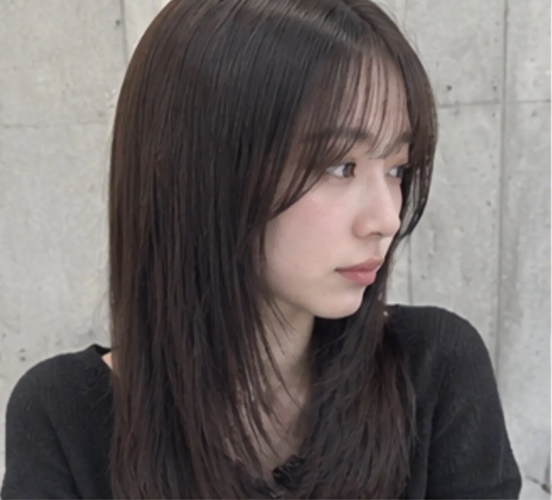 ロング 顔まわりレイヤー レイヤーカット ロング サイドバング 似合わせカット/ 髪質改善/ 中野亘稀のヘアスタイル
