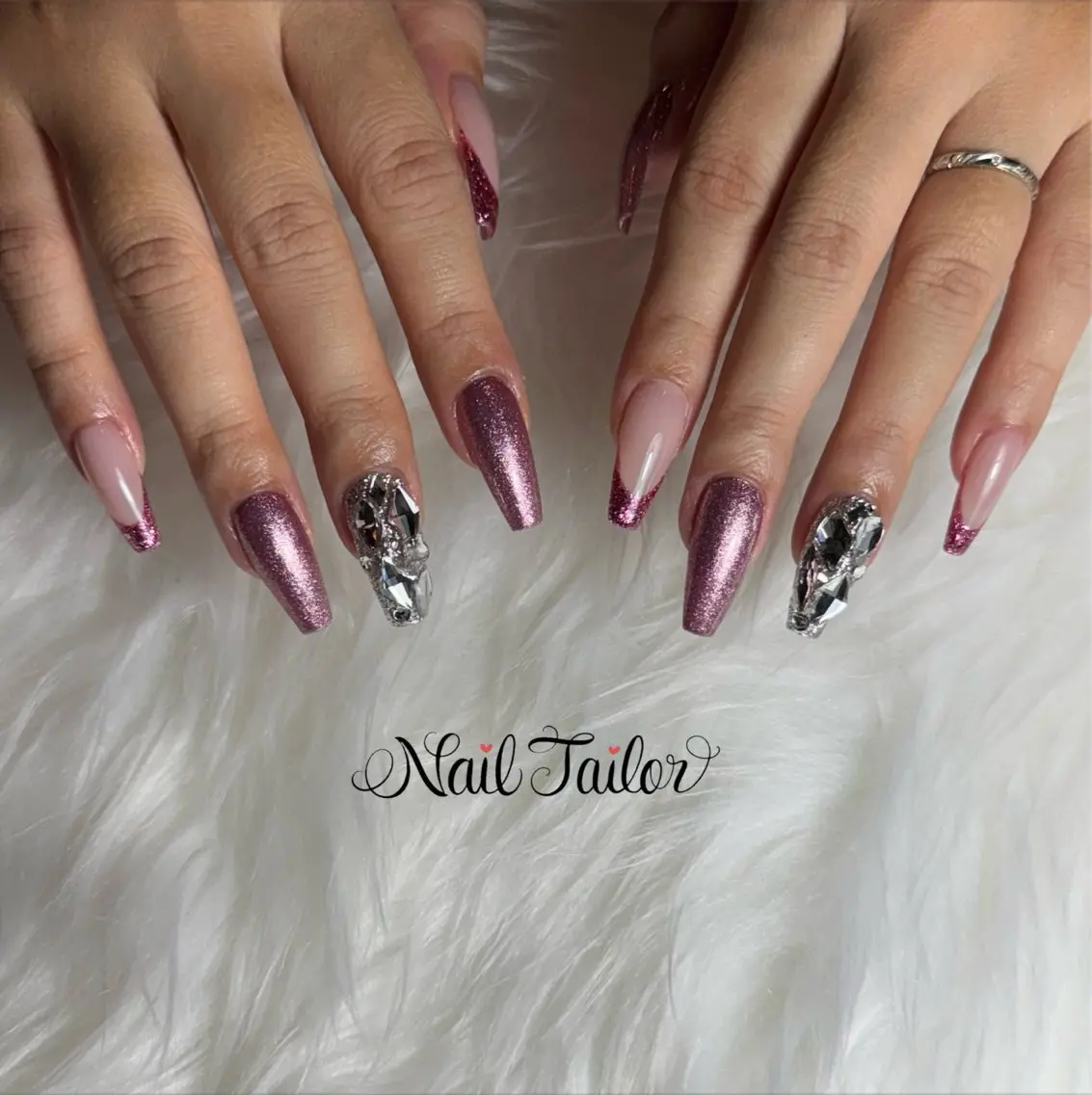 ネイル 長さ出し フレンチネイル ロングネイル ワンカラーネイル ピンク NailTailor ネイルテイラーのネイルデザイン