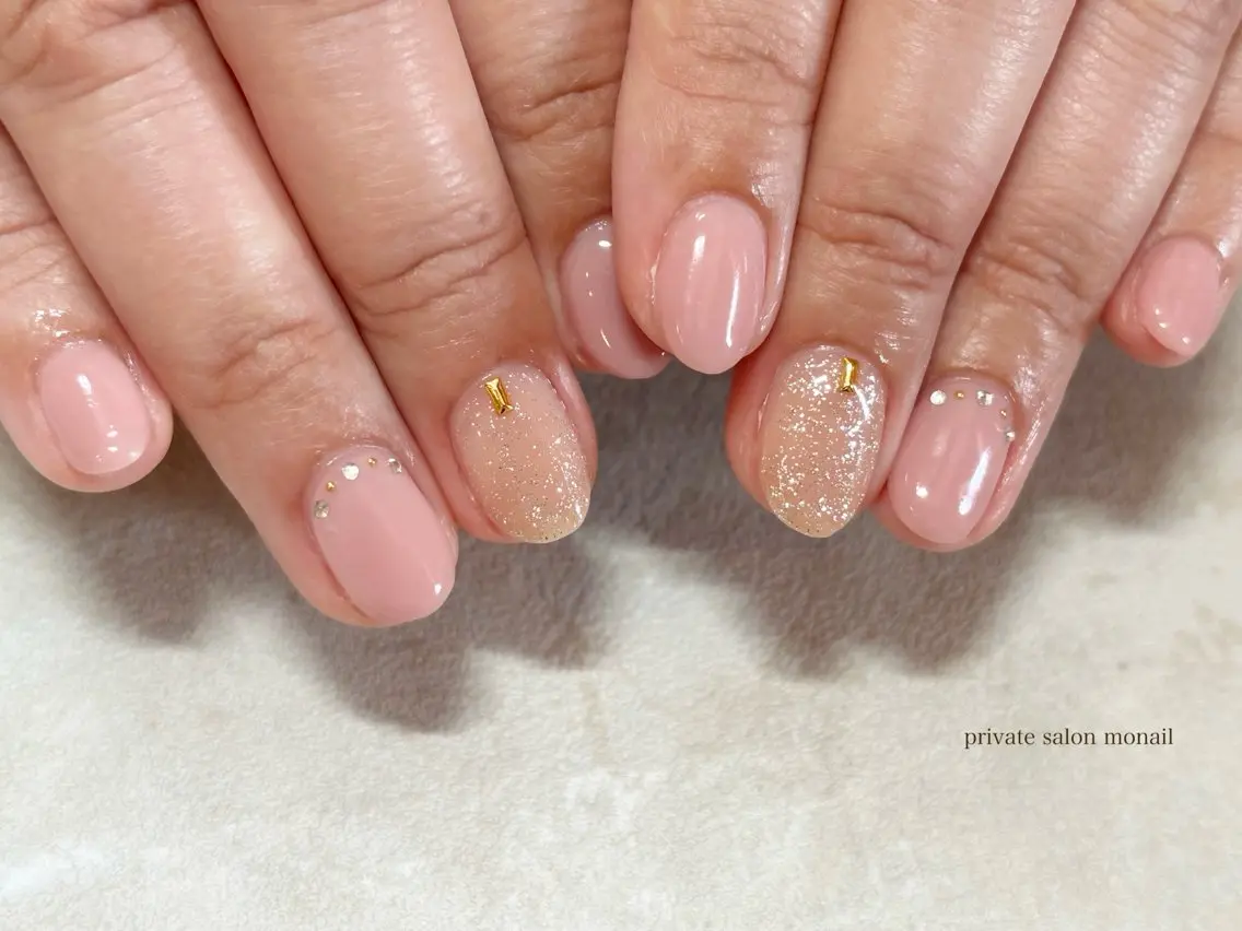 ネイル オフィスネイル ピンク ハンドネイル nail salon monailのネイルデザイン