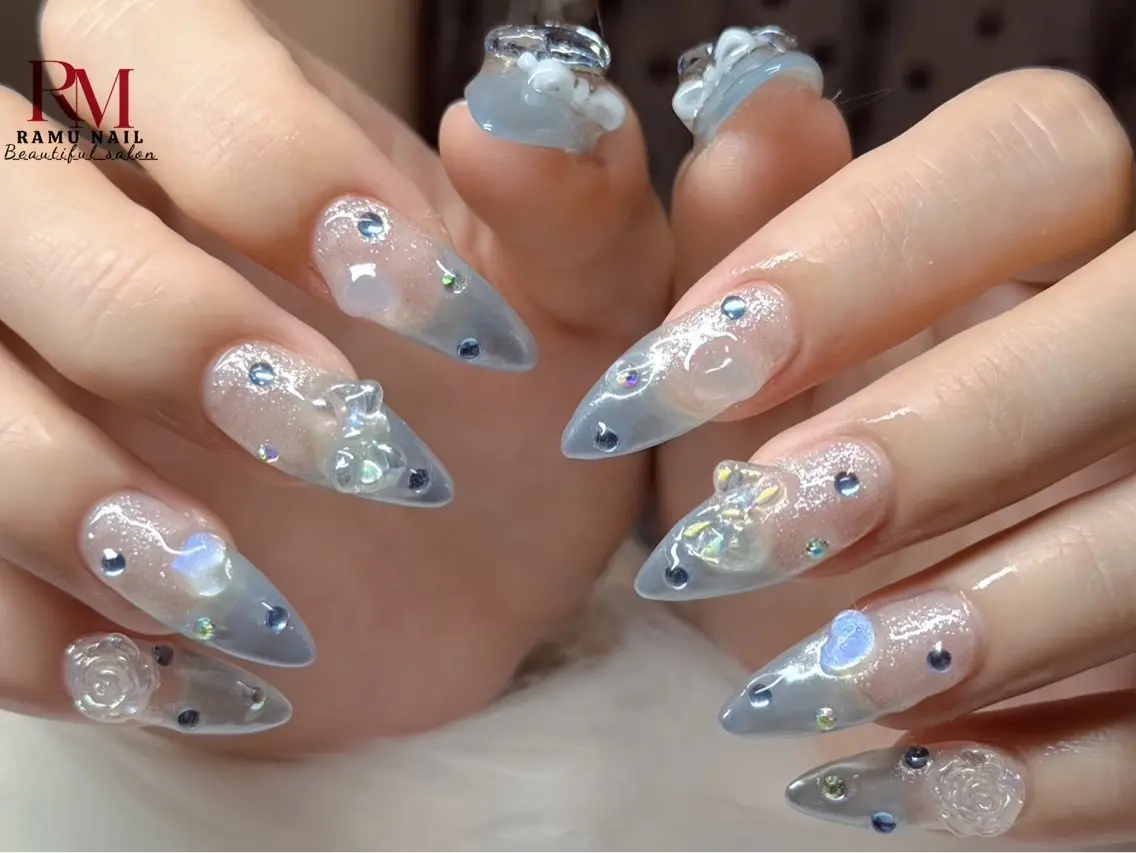 ネイル キラキラネイル マグネットネイル ミラーネイル ピンク 夏ネイル ハンドネイル RAMU Nail 恵比寿店のネイルデザイン