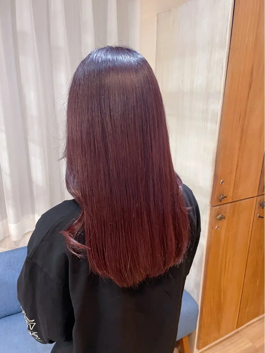 セミロング カラー ヘアアレンジ ブリーチ ブリーチなしカラー ピンクカラー カット ヘアカラー トリートメント なつき/艶ピンク/ girly hairのヘアスタイル