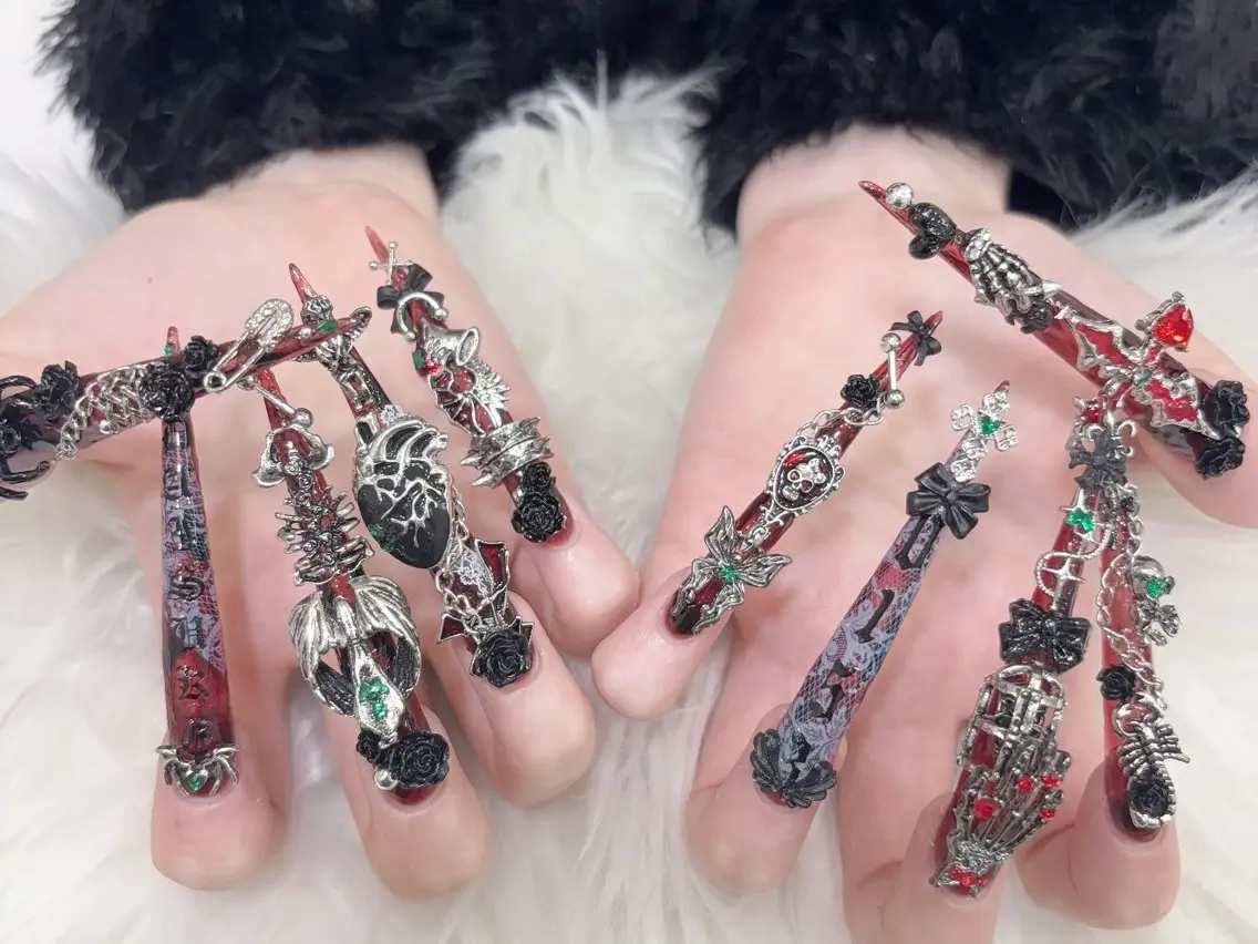 ネイル 成人式 マグネットネイル 大理石ネイル(マーブル) リボン 夏ネイル ハンドネイル MoMoA Nail ネイル長さ出し専門店のネイルデザイン