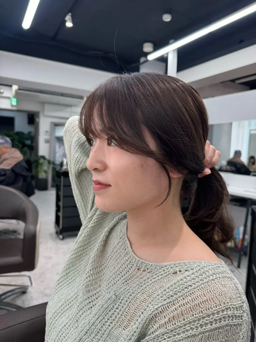 ロング 顔周りカット 小顔カット 可愛い顔周りカット お任せください✨中川のヘアスタイル