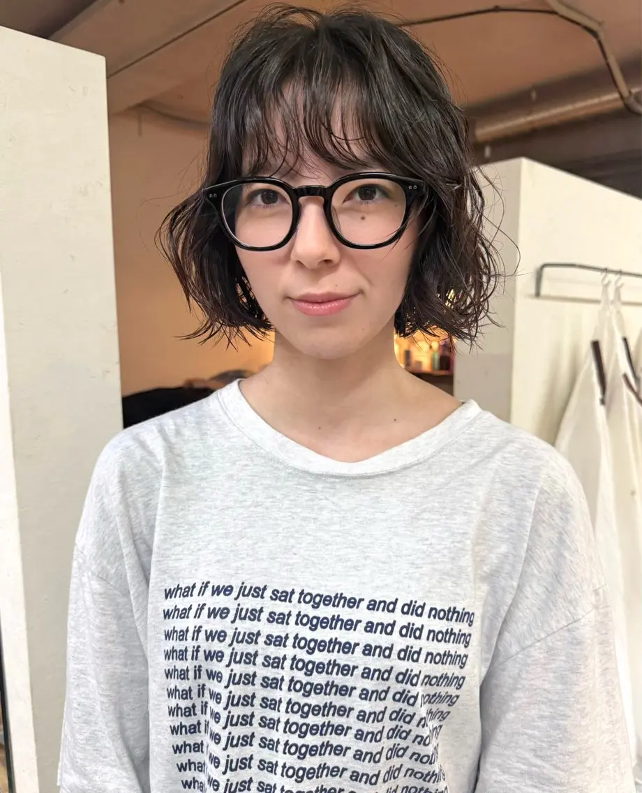 ショート カラー パーマ ボブ ニュアンスパーマ カット パーマ トリートメント 森貴裕/ベージュ/ パーマ/オリーブのヘアスタイル