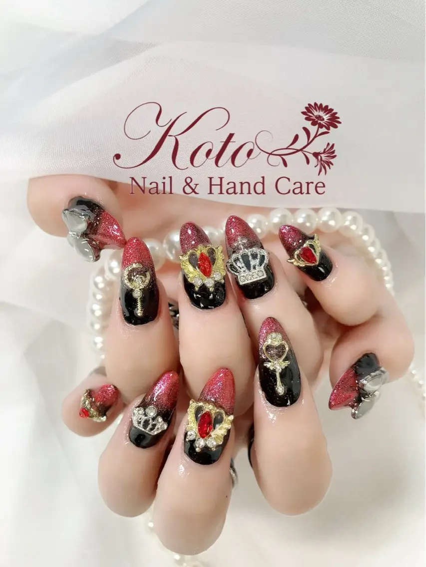 ネイル 長さ出し ジェルネイル 持ち込み ニュアンスネイル 赤色 ハンドネイル Nail Salon KOTOのネイルデザイン